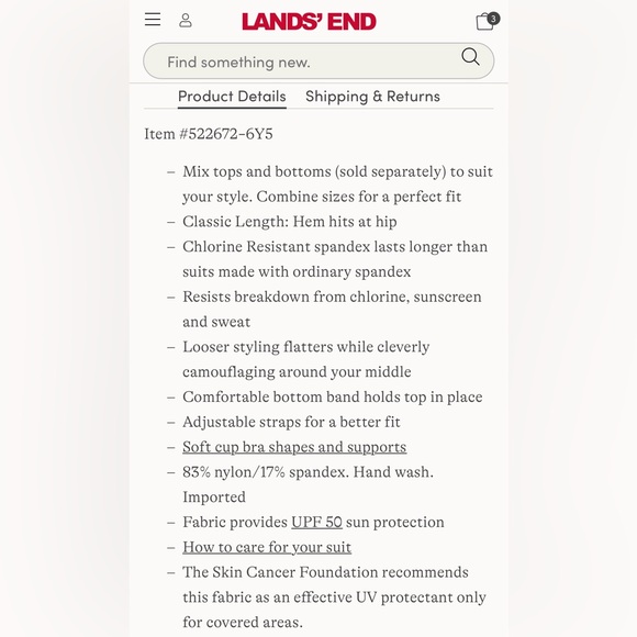 Lands’ End Blouson Tankini Swimsuit Top - Picture 6 of 8